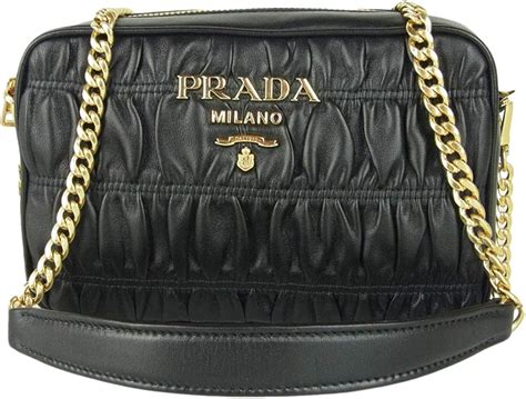 Prada Womens Black Bandoliera Quilted Leather Handbag 1BH119